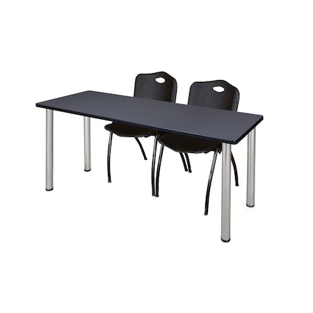 Kee Rectangle Tables > Training Tables > Kee Table & Chair Sets, 66 W, 24 L, 29 H, Grey MT6624GYBPCM47BK